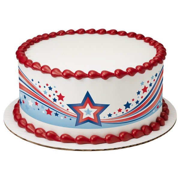 Patriotic Stars Edible Cake Topper Image Strips For Sale