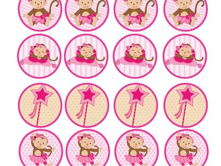 Monkey Ballet Ballerina Tutu Pink Bow Edible Cupcake Topper Images ABPID00652 on Sale