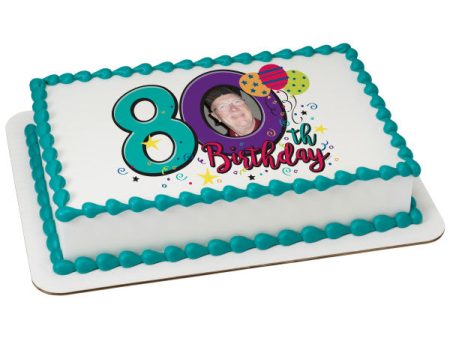 Happy 80th Birthday Edible Cake Topper Image Frame Discount