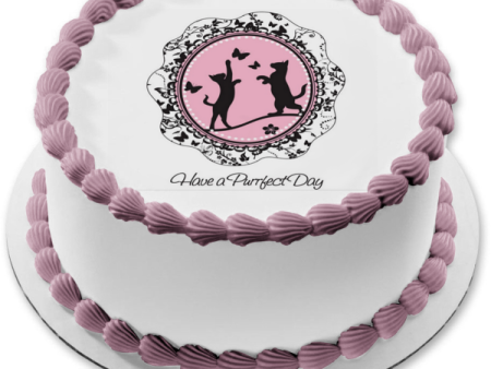 Have a Purrfect Day Cats Playing with Butterflies Edible Cake Topper Image ABPID00097 Cheap