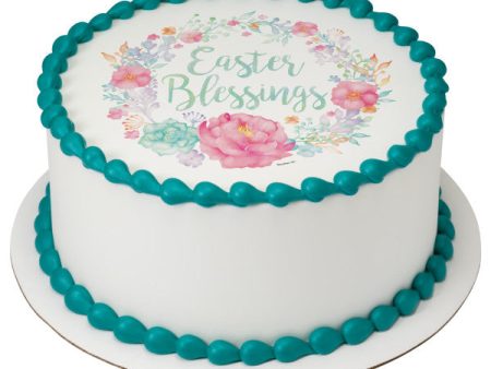 Floral Easter Blessing Edible Cake Topper Image Sale