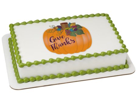 Give Thanks Pumpkin Edible Cake Topper Image For Discount