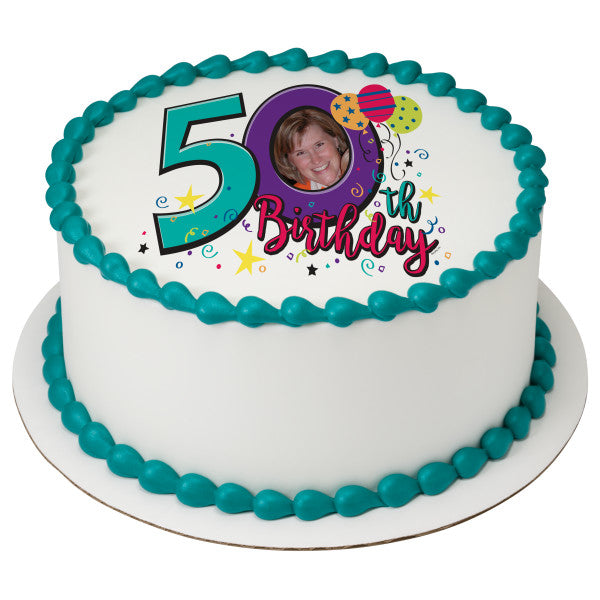 Happy 50th Birthday Edible Cake Topper Image Frame For Sale