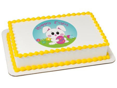 Happy Easter Bunny Edible Cake Topper Image For Sale