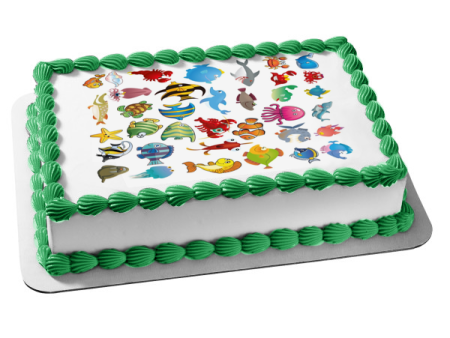 Fish Ocean Sea Creatures Life Edible Cake Topper Image ABPID00077 Online Sale