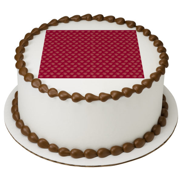 Burgundy Grad Hats Edible Cake Topper Image on Sale