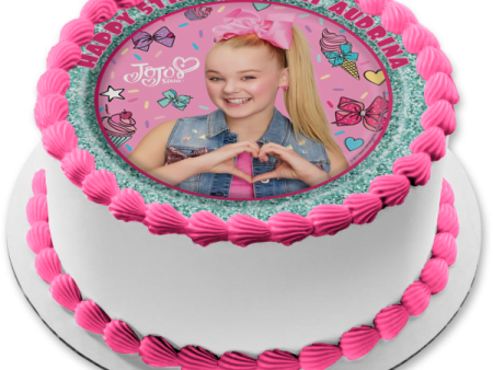 Jojo Siwa Heart Ice Cream Hair Bows Edible Cake Topper Image ABPID00091 Discount