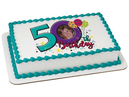 Happy 50th Birthday Edible Cake Topper Image Frame For Sale