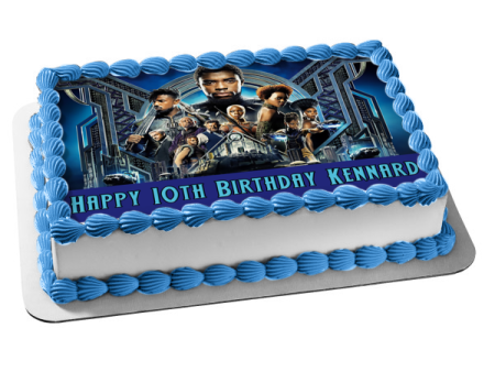 Black Panther Cast with Personalization Edible Cake Topper Image ABPID00053 on Sale