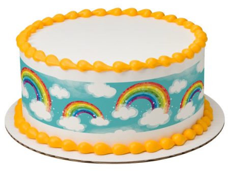 Rainbow with Clouds Edible Cake Topper Image Strips Discount